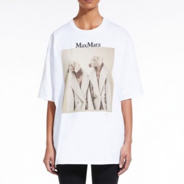 막스마라 여성 화이트 크루넥 반팔티 - Maxmara Womens White Short sleeved Tshirts 