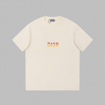 디올 남성 아이보리 크루넥 반팔티 - Dior Mens Ivory Short sleeved Tshirts 