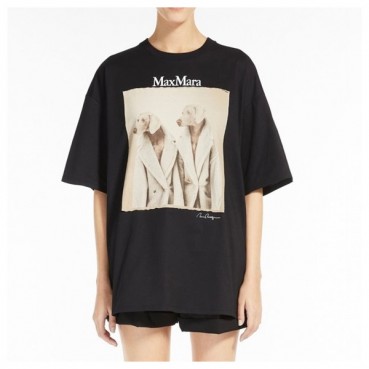 막스마라 여성 블랙 크루넥 반팔티 - Maxmara Womens Black Short sleeved Tshirts 