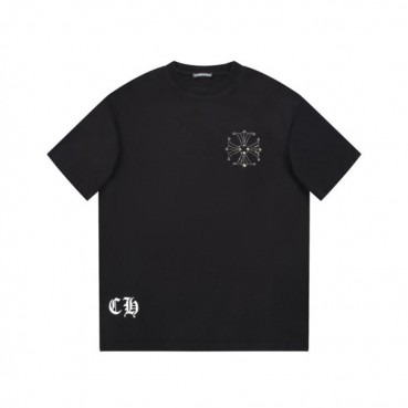 크롬하츠 남성 블랙 크루넥 반팔티 - Chrom Hearts Mens Black Short sleeved Tshirts 