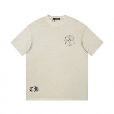 크롬하츠 남성 베이지 크루넥 반팔티 - Chrom Hearts Mens Beige Short sleeved Tshirts 