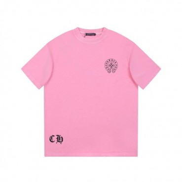 크롬하츠 남성 핑크 크루넥 반팔티 - Chrom Hearts Mens Pink Short sleeved Tshirts 