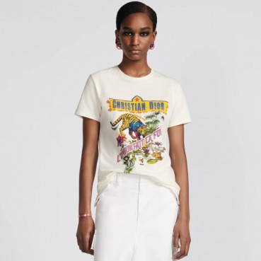 디올 여성 화이트 크루넥 반팔티 - Dior Womens White Short sleeved Tshirts 