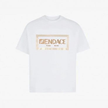 펜디 남성 화이트 크루넥 반팔티 - Fendi Mens White Short sleeved Tshirts 