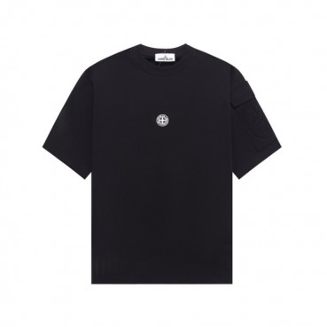 스톤아일랜드 남성 블랙 크루넥 반팔티 - Stone Island Mens Black Tshirts 