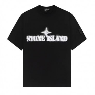스톤아일랜드 남성 블랙 크루넥 반팔티 - Stone Island Mens Black Tshirts 