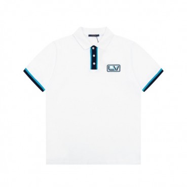 루이비통 남성 화이트 폴로 반팔티 - Louis vuitton Mens White Short sleeved Tshirts 
