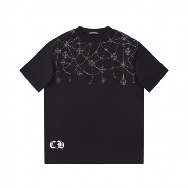 크롬하츠 남성 블랙 크루넥 반팔티 - Chrom Hearts Mens Black Short sleeved Tshirts 