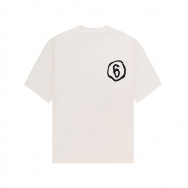 메종마르지엘라 남/녀 크루넥 아이보리 반팔티 - Maison Margiela Unisex Ivory Tshirts 