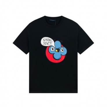 루이비통 남성 블랙 크루넥 반팔티 - Louis vuitton Mens Black Short sleeved Tshirts 