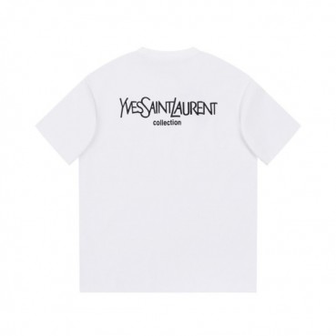 입생로랑 남성 화이트 크루넥 반팔티 - Saint laurent Mens White Short sleeved Tshirts 