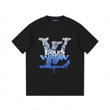 루이비통 남성 블랙 크루넥 반팔티 - Louis vuitton Mens Black Short sleeved Tshirts 