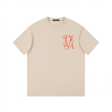 루이비통 남성 베이지 크루넥 반팔티 - Louis vuitton Mens Beige Short sleeved Tshirts 