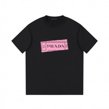 프라다 남성 크루넥 블랙 반팔티 - Prada Mens Black Short sleeved Tshirts 