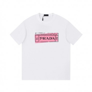 프라다 남성 크루넥 화이트 반팔티 - Prada Mens White Short sleeved Tshirts 