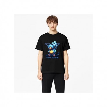 루이비통 남성 블랙 크루넥 반팔티 - Louis vuitton Mens Black Short sleeved Tshirts 