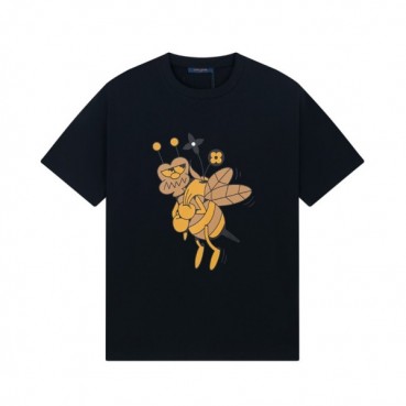 루이비통 남성 블랙 크루넥 반팔티 - Louis vuitton Mens Black Short sleeved Tshirts 
