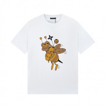 루이비통 남성 화이트 크루넥 반팔티 - Louis vuitton Mens White Short sleeved Tshirts 