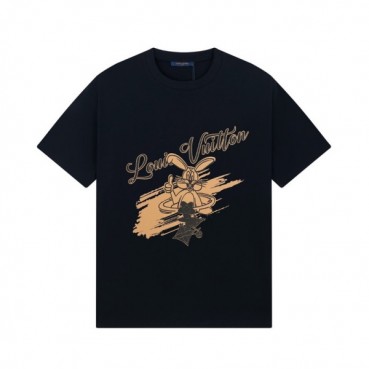 루이비통 남성 블랙 크루넥 반팔티 - Louis vuitton Mens Black Short sleeved Tshirts 