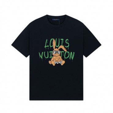 루이비통 남성 블랙 크루넥 반팔티 - Louis vuitton Mens Black Short sleeved Tshirts 