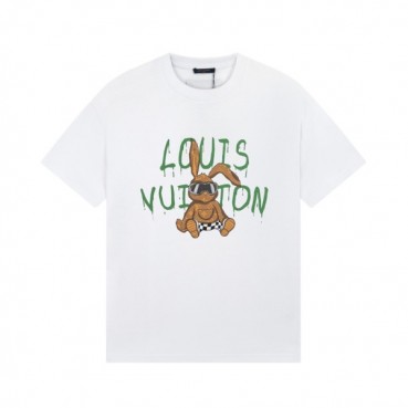 루이비통 남성 화이트 크루넥 반팔티 - Louis vuitton Mens White Short sleeved Tshirts 