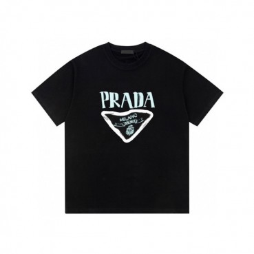 프라다 남성 크루넥 블랙 반팔티 - Prada Mens Black Short sleeved Tshirts 
