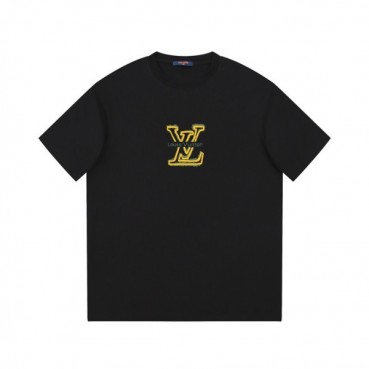 루이비통 남성 블랙 크루넥 반팔티 - Louis vuitton Mens Black Short sleeved Tshirts 