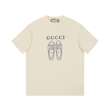 구찌 남/녀 아이보리 크루넥 반팔티 - Gucci Unisex Ivory Short sleeved Tshirts 