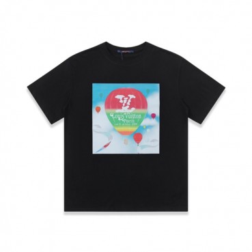루이비통 남성 블랙 크루넥 반팔티 - Louis vuitton Mens Black Short sleeved Tshirts 