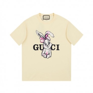 구찌 남/녀 아이보리 크루넥 반팔티 - Gucci Unisex Ivory Short sleeved Tshirts 