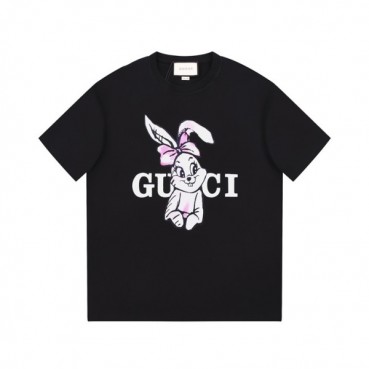 구찌 남/녀 블랙 크루넥 반팔티 - Gucci Unisex Black Short sleeved Tshirts 