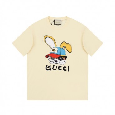 구찌 남/녀 아이보리 크루넥 반팔티 - Gucci Unisex Ivory Short sleeved Tshirts 