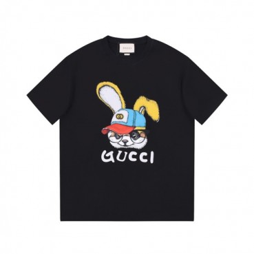 구찌 남/녀 블랙 크루넥 반팔티 - Gucci Unisex Black Short sleeved Tshirts 