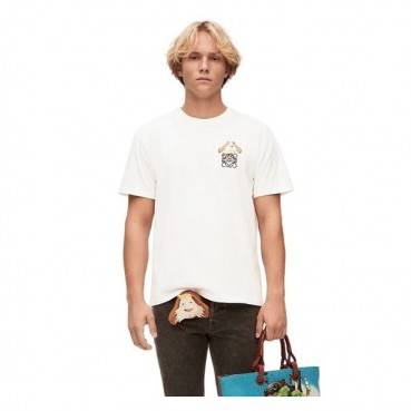 로에베 남/녀 이니셜 화이트 반팔티 - Loewe Unisex White Short sleeved Tshirts 