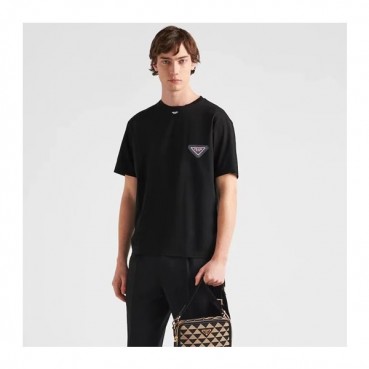 프라다 남성 크루넥 블랙 반팔티 - Prada Mens Black Short sleeved Tshirts 