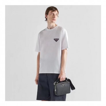 프라다 남성 크루넥 화이트 반팔티 - Prada Mens White Short sleeved Tshirts 