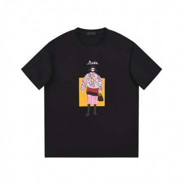 프라다 남성 크루넥 블랙 반팔티 - Prada Mens Black Short sleeved Tshirts 