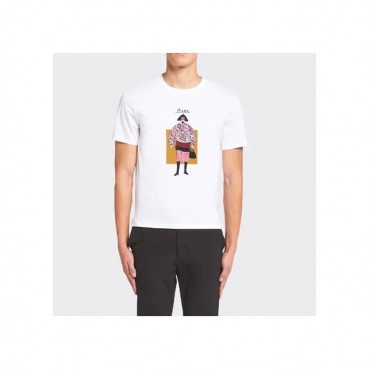프라다 남성 크루넥 화이트 반팔티 - Prada Mens White Short sleeved Tshirts 