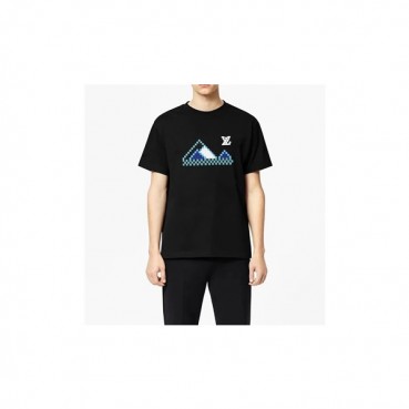 루이비통 남성 블랙 크루넥 반팔티 - Louis vuitton Mens Black Short sleeved Tshirts 