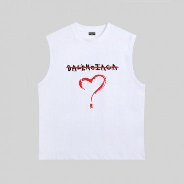 발렌시아가 남성 화이트 크루넥 나시 - Balenciaga Mens White Sleeveless Tshirts 
