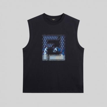펜디 남성 블랙 크루넥 나시 - Fendi Mens Black Sleeveless Tshirts 