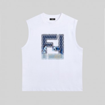 펜디 남성 화이트 크루넥 나시 - Fendi Mens White Sleeveless Tshirts 