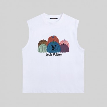 루이비통 남성 화이트 크루넥 나시 - Louis vuitton Mens White Sleeveless Tshirts 