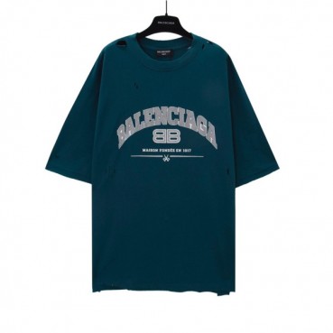 발렌시아가 남성 블루 크루넥 반팔티 - Balenciaga Mens Blue Short sleeved Tshirts 