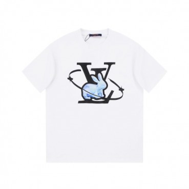 루이비통 남성 화이트 크루넥 반팔티 - Louis vuitton Mens White Short sleeved Tshirts 
