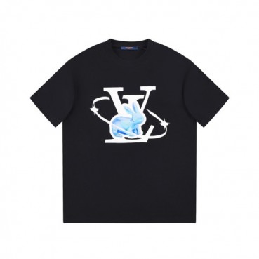 루이비통 남성 블랙 크루넥 반팔티 - Louis vuitton Mens Black Short sleeved Tshirts 