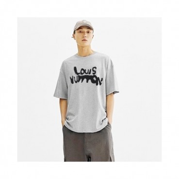 루이비통 남성 그레이 크루넥 반팔티 - Louis vuitton Mens Gray Short sleeved Tshirts 