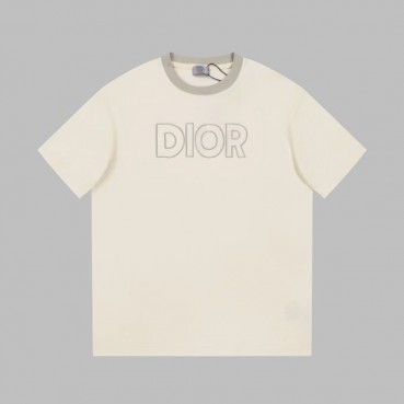 디올 남성 아이보리 크루넥 반팔티 - Dior Mens Ivory Short sleeved Tshirts 