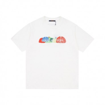 루이비통 남성 화이트 크루넥 반팔티 - Louis vuitton Mens White Short sleeved Tshirts 
