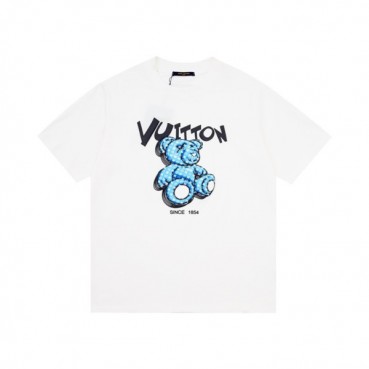 루이비통 남성 화이트 크루넥 반팔티 - Louis vuitton Mens White Short sleeved Tshirts 